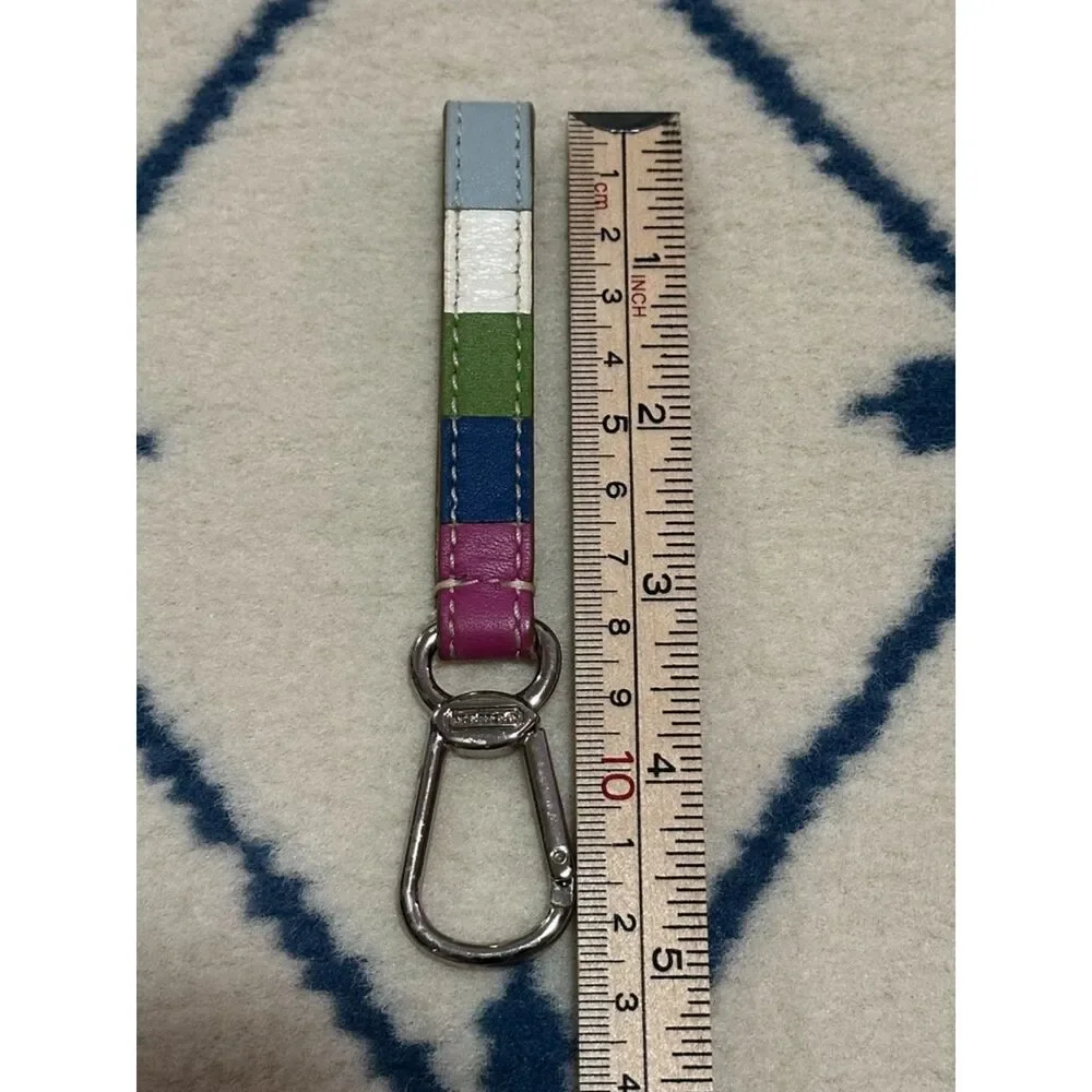 Coach Y2K Vintage Legacy Stripe Colorblock Leather Keychain Bag Charm - Multi